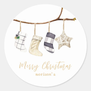 Pegatina Redonda Calcetines acuáticos para Navidades