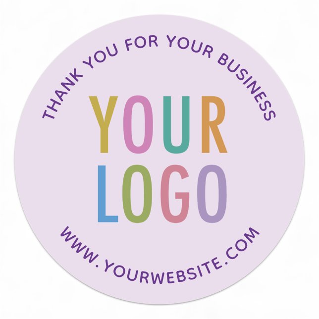 Pegatina Redonda Calcomanías de agradecimiento moradas claras con l (MISOOK Lilac Purple Thank You for Your Business Stickers)