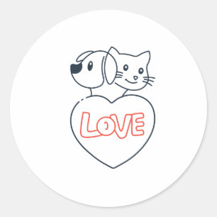 Pegatina Redonda calcomanías de amor mascotas