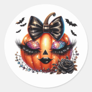 Pegatina Redonda Calcomanías de calabaza de Halloween