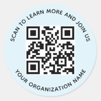 Calcomanías de código QR de organización redondas 
