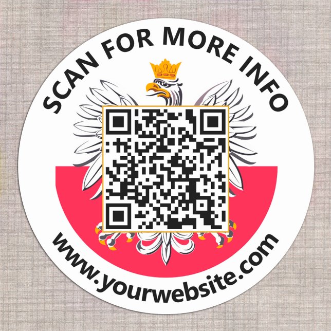Pegatina Redonda Calcomanías de código QR de Polonia moderna, bande (Subido por el creador)