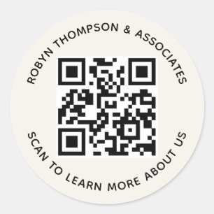 Pegatina Redonda Calcomanías de código QR Ecru personalizadas con n