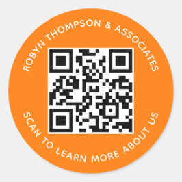 Pegatina Redonda Calcomanías de código QR naranja personalizadas no