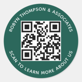 Pegatina Redonda Calcomanías de código QR verde personalizadas con