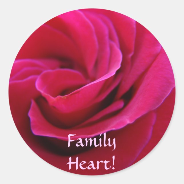 Pegatina Redonda ¡Calcomanías de corazón de familia! Flor de rosa r (Anverso)