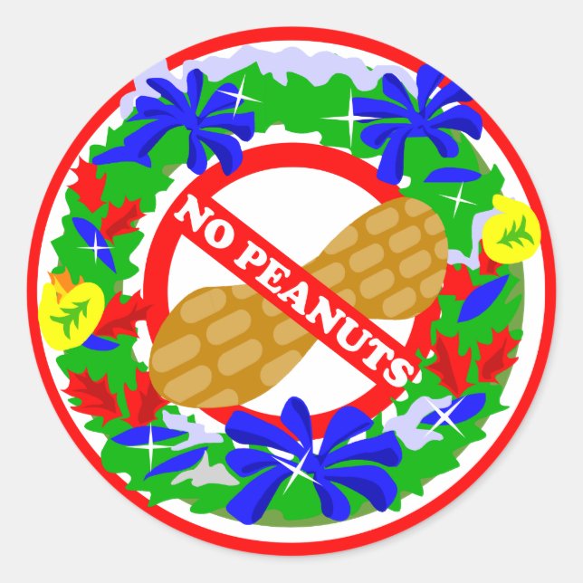 Pegatina Redonda Calcomanías de corona de Navidad sin maní (Anverso)