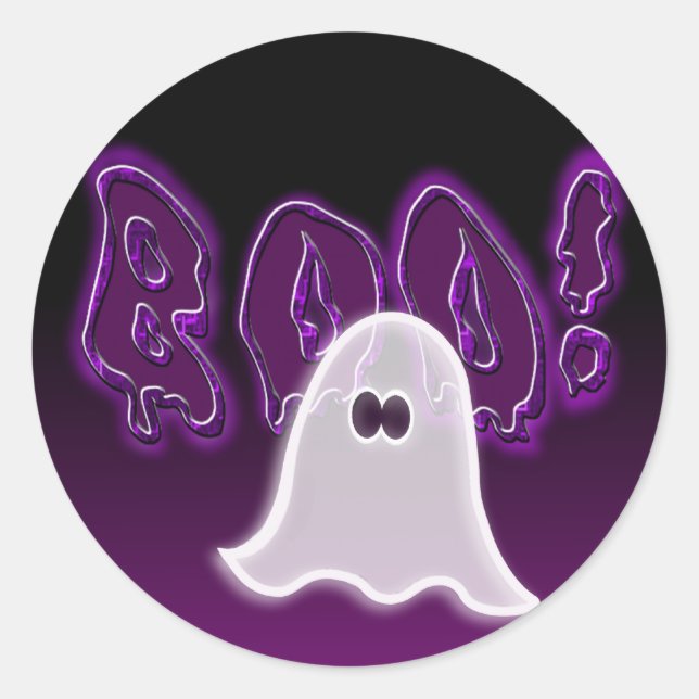 Pegatina Redonda Calcomanías de Fantasma Boo Halloween (Anverso)