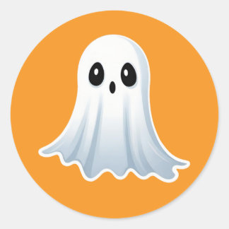 Pegatina Redonda Calcomanías de fantasma clásico de Halloween #2