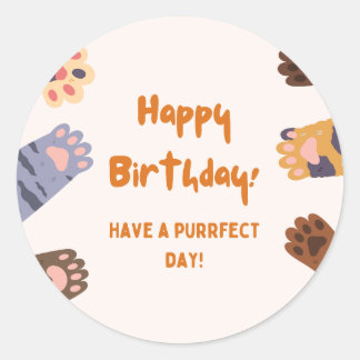 Pegatina Redonda Calcomanías de Feliz Cumpleaños – Cumpleaños Diver