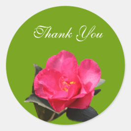 Pegatina Redonda calcomanías de flor de camelia rosa gracias