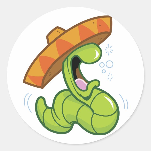 Pegatina Redonda Calcomanías de Gusano Mexicano (Anverso)