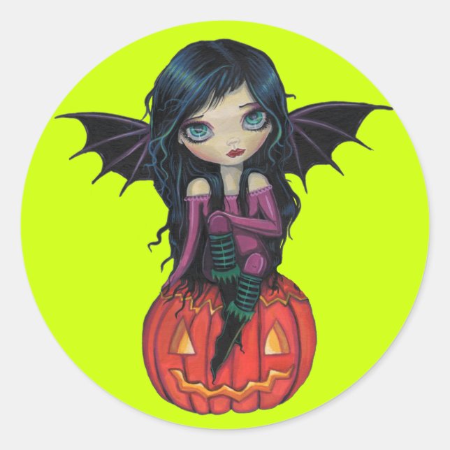 Pegatina Redonda Calcomanías de Halloween Pumpkin Pixie (Anverso)