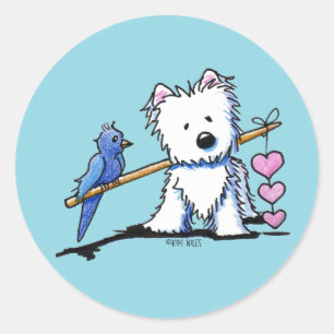 Pegatina Redonda Calcomanías de Heart Strings Westie