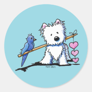 Pegatina Redonda Calcomanías de Heart Strings Westie
