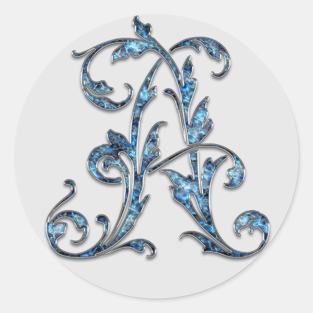 Pegatina Redonda calcomanías de inicial de monograma A (Anverso)