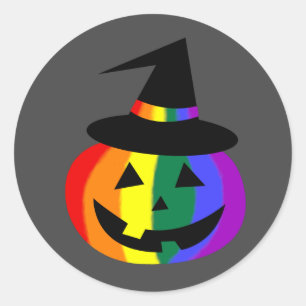 Pegatina Redonda Calcomanías de Jack-O'-Lantern con Orgullo LGBT+