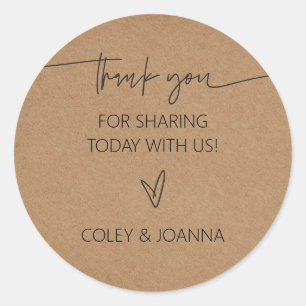 Pegatina Redonda Calcomanías de papel kraft de agradecimiento