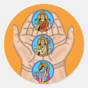 Pegatina Redonda Calcomanías de Shloka Karagre Vasate Lakshmi