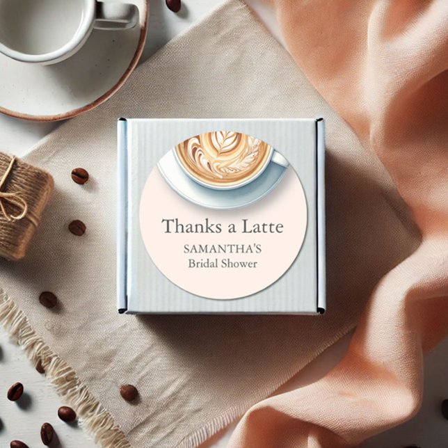 Pegatina Redonda Calcomanías de tema de desayuno de café para despe (Coffee bridal shower favor stickers thanks a latte )