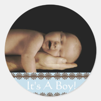 Pegatina Redonda Calcomanías de tu foto de bebé niño