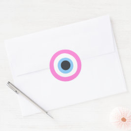 Pegatina Redonda calcomanías del ojo malvado rosa