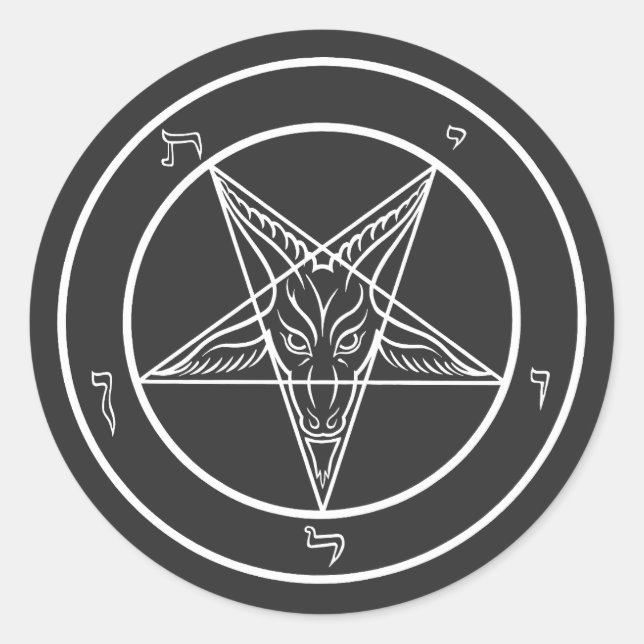 Pegatina Redonda Calcomanías del Sigilo de Baphomet CoS (Anverso)