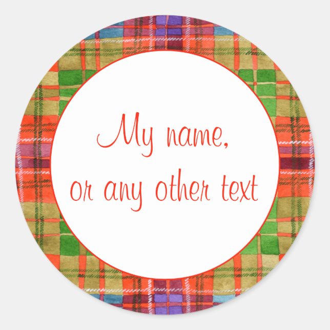 Pegatina Redonda CALCOMANÍAS MAC RAE TARTAN 3" Redondas Mate (Anverso)