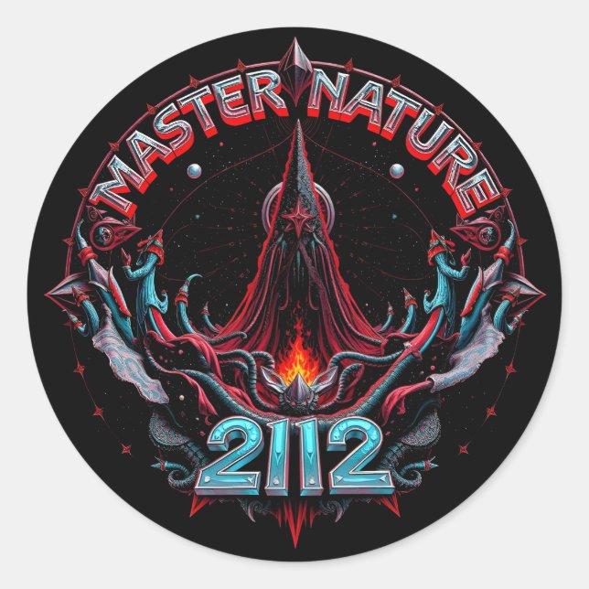 Pegatina Redonda Calcomanías Master Nature 2112 Space Trippin' (Anverso)