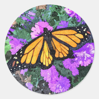Pegatina Redonda Calcomanías Monarch & Asters