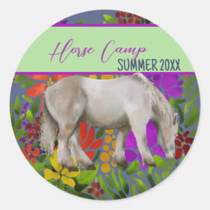Pegatina Redonda Calcomanías personalizadas año Horse Camp