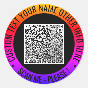 Pegatina Redonda Calcomanías personalizadas con código QR y texto p