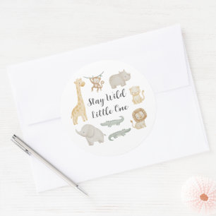Pegatina Redonda Calcomanías personalizadas de animales de safari f