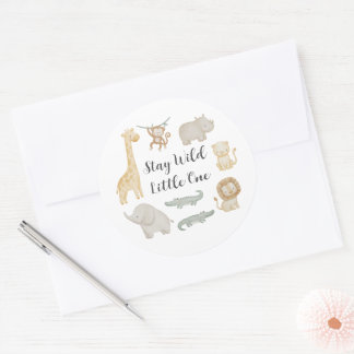 Pegatina Redonda Calcomanías personalizadas de animales de safari f