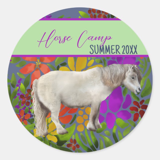 Pegatina Redonda Calcomanías personalizadas de año de campamento de (Anverso)