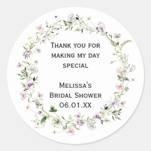 Pegatina Redonda Calcomanías personalizadas de flores silvestres
