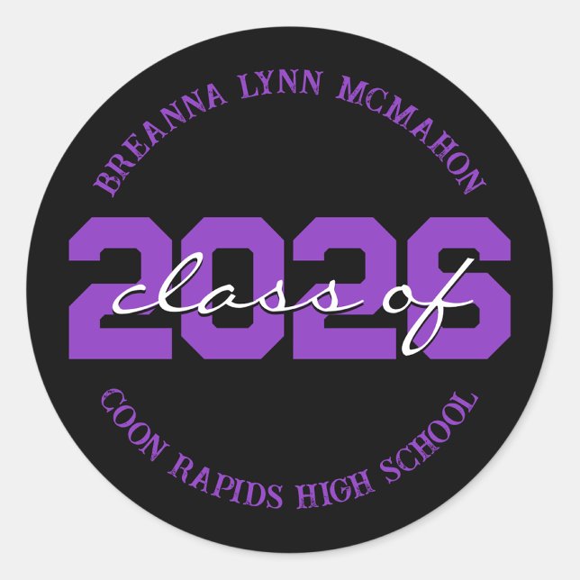 Pegatina Redonda Calcomanías personalizadas de graduación negras y  (Matching Envelopes, Return Address Labels & Envelope Seals)