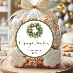 Pegatina Redonda Calcomanías personalizadas de Navidad minimalistas