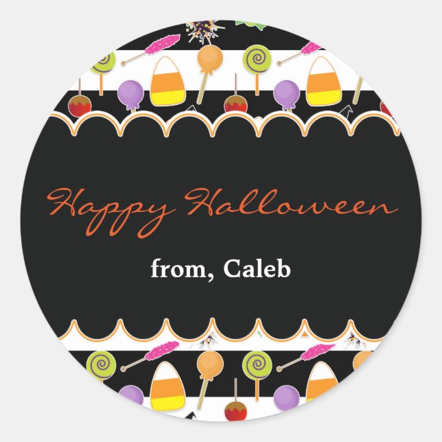 Pegatina Redonda Calcomanías personalizadas para dulces de Hallowee (Anverso)