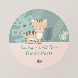 Pegatina Redonda Calcomanías Personalizadas para Fiesta de Tigre Sa