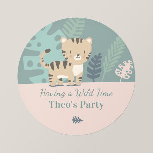 Pegatina Redonda Calcomanías Personalizadas para Fiesta de Tigre Sa