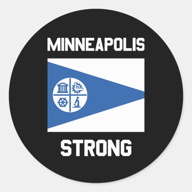 Pegatina Redonda Calcomanías redondas clásicas de Minneapolis Stron (Anverso)