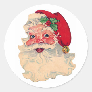 Pegatina Redonda CALCOMANÍAS REDONDAS CLÁSICAS Santa Claus retro