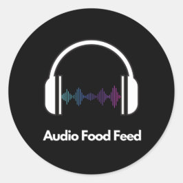 Pegatina Redonda Calcomanías redondas de Audio Food Feed 