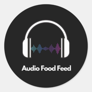 Pegatina Redonda Calcomanías redondas de Audio Food Feed 
