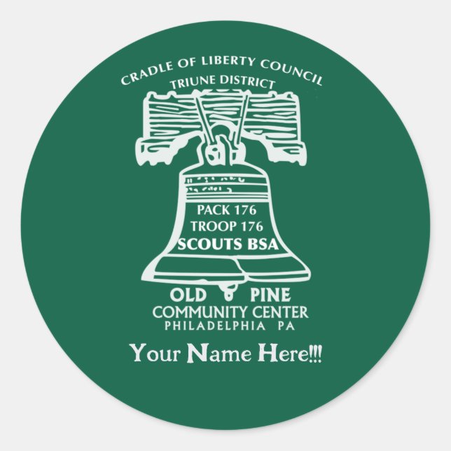 Pegatina Redonda Calcomanías - Verde bosque (personalizadas)  (Anverso)