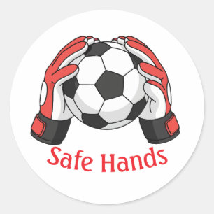 Pegatina Redonda CalcomaníaSafe Hands Portero Balón de Fútbol Calco