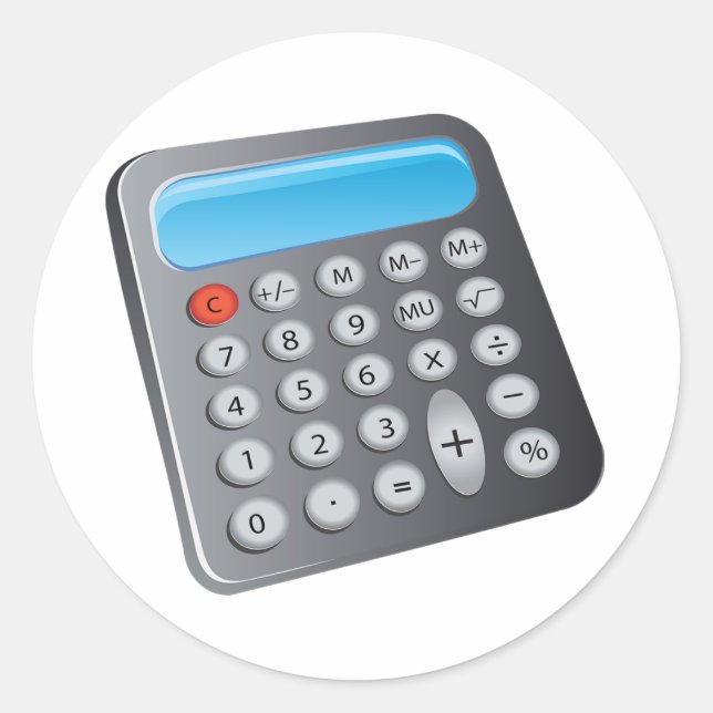 Pegatina Redonda Calculadora (Anverso)