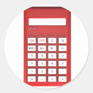 Pegatina Redonda Calculadora roja