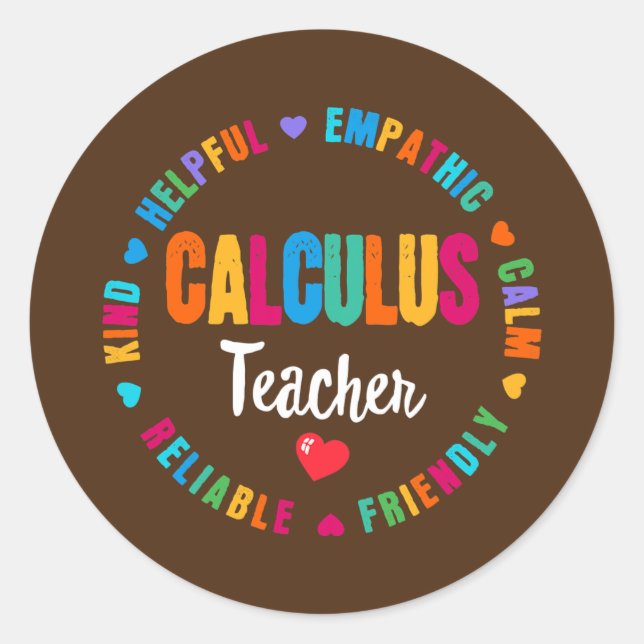 Pegatina Redonda Calculus Teacher Math Teachers Algebra Squad (Anverso)